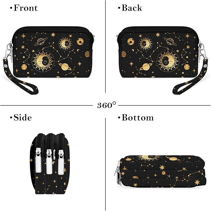 BIAOTIE Wristlet Purses for Women, Nylon Small Crossbody Bags with Adjustable Strap 3 Zipper Wristlet Wallet Phone Organizer