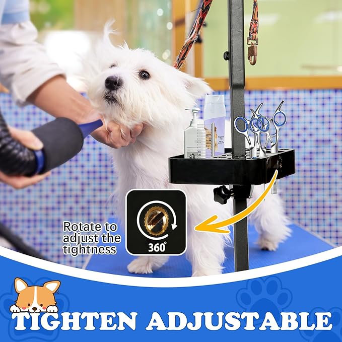 Breeze Touch Rotatable Dog Grooming Organizer for Dog Grooming Table Accessories, Portable Pet Grooming Tools Holder Dog Grooming Arm with Clamp for Hairdressing Scissors Combs, Pet Shop Pet Owner