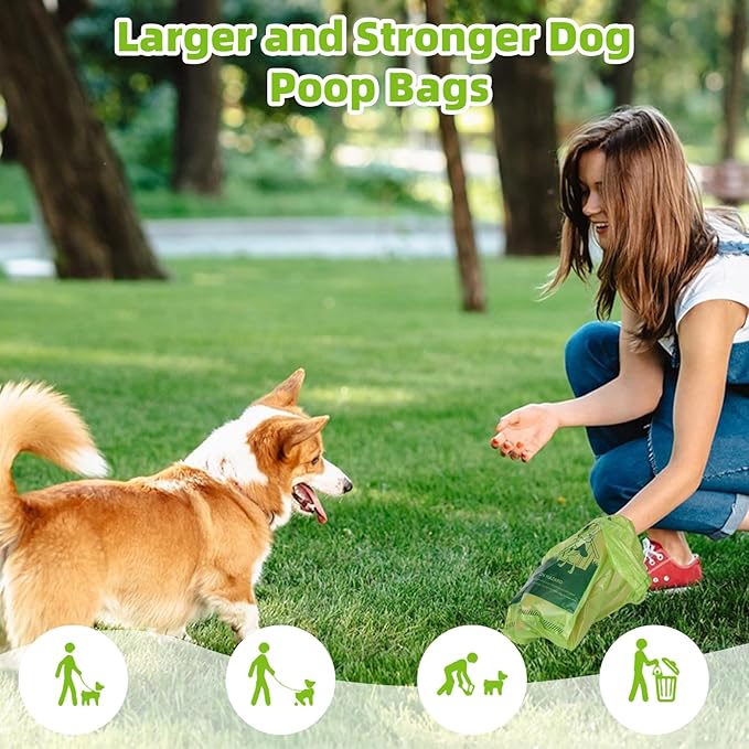 Poop Bags for Dogs, 100 Count Dog Poop Bags with Handles, Extra Thick Strong Leak Proof Doggie Waste Bag for Waste Refuse Cleanup, Outdoor Puppy Walking and Cats Litter