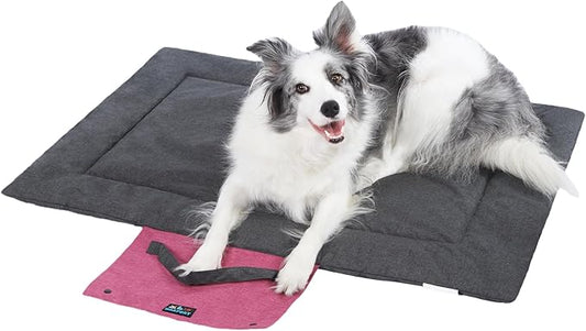 Outdoor Foldable Dog Mat Durable Teflon-Coated Oxford Material Waterproof Thin Dog pad Travel-Friendly Machine Washable Design for Camping/Car (Dark Grey, Medium (39.4 * 28.3 * 1.57 in))