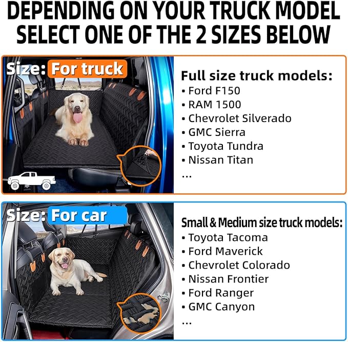 Truck Dog Seat Cover Back Seat,Back Seat Extender for Truck,Dog Hammock,Hard Bottom Car Seat Cover,Pet Seat Cover for F150/RAM1500/Silverado