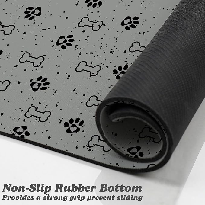 Dog Food Mats,Cat Absorbent Water Bowl Feeding Mats Pet Placemats for Food and Water Spot 16 * 24 inch
