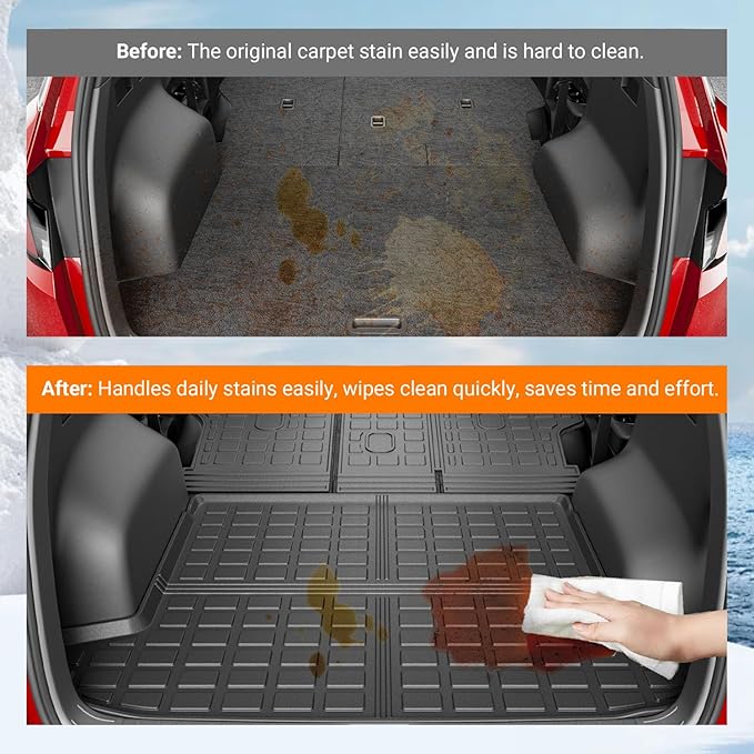 powoq Cargo Mat Compatible with 2022-2025 2026 Tucson Trunk Mat Cargo Liner TPE All Weather Protection Trunk Liner Backrest Replacement for 2022-2025 2026 Tucson Accessories (Trunk Mat+Backrest Mats)