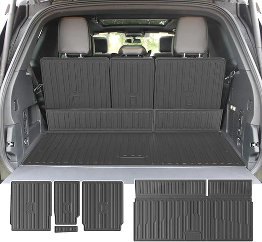 powoq Cargo Mat Compatible with 2025 2026 Ford Expedition Lincoln Navigator Cargo Liner Trunk Mat Back Seat Protector Replacement for 2025 2026 Ford Expedition Accessories (Trunk Mat+Backrest Mats)