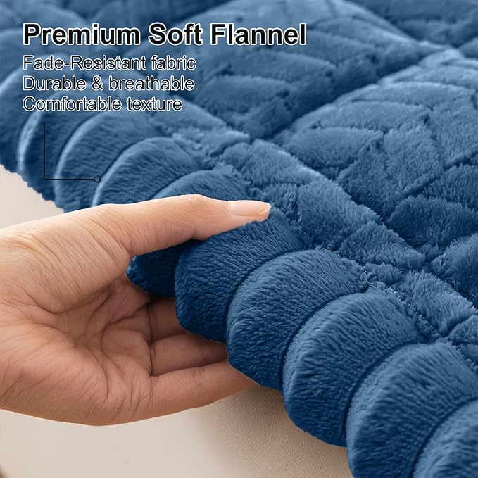 Smiry Non Slip Couch Covers for Dogs, Fuzzy Pet Couch Covers for 3 Cushion Sofa Pet Friendly, Soft Sofa Slipcovers Cushion Furniture Protector Washable (Navy Blue, 35.4" x 88")