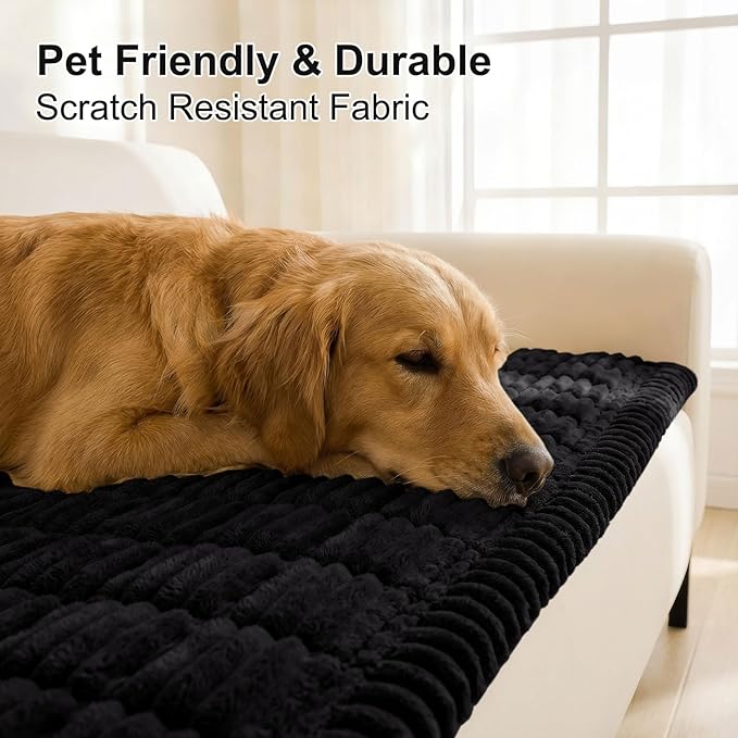 Smiry Couch Cover for Dogs, Non Slip Washable Sofa Protector for Pets, Soft Furniture Cover for Pet, Stylish Sofa Covers, Cozy Protect Against Fur, Dirt & Everyday Messes (Black, 27.6" x 95")