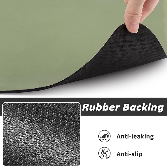 Dog Food Mat - Absorbent Cat Mat for Food and Water, No Stains Pet Feeding Bowl Mat, Easy to Clean Pet Placemats, Quick Dry Dog Water Dispenser Mat for Messy Drinkers | Paw Green 18"x34"