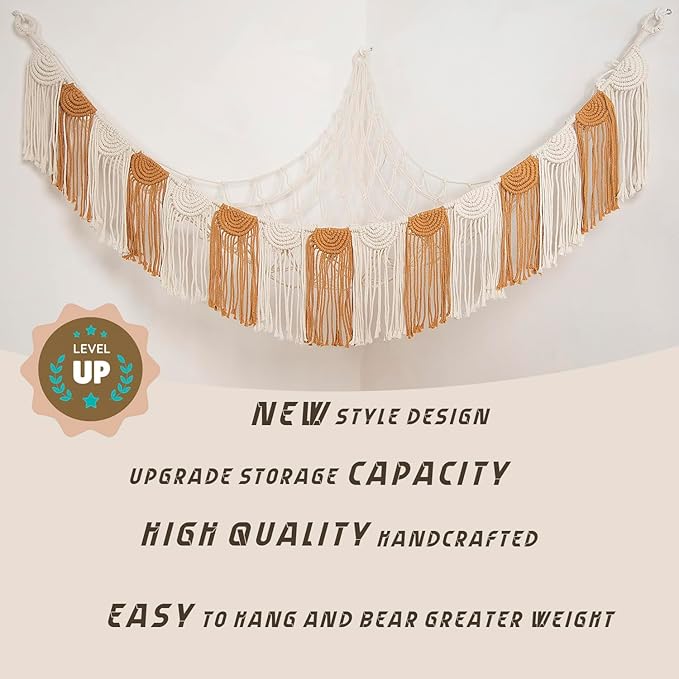 Amdermi Stuffed Animal Hammock Hanging Net Organizer for Children's Room Stuffed Animal Toy Hammock for Teddy net Corner Hanging Toy Net for Bedroom