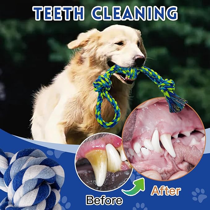 WDZZHOT [3 Pack] Dog Rope Toys for Large and Medium Aggressive Chewers, Nearly Indestructible Rope Chew Toys, Heavy Duty 100% Cotton Tug of War Dog Toy for Boredom, Teeth Cleaning