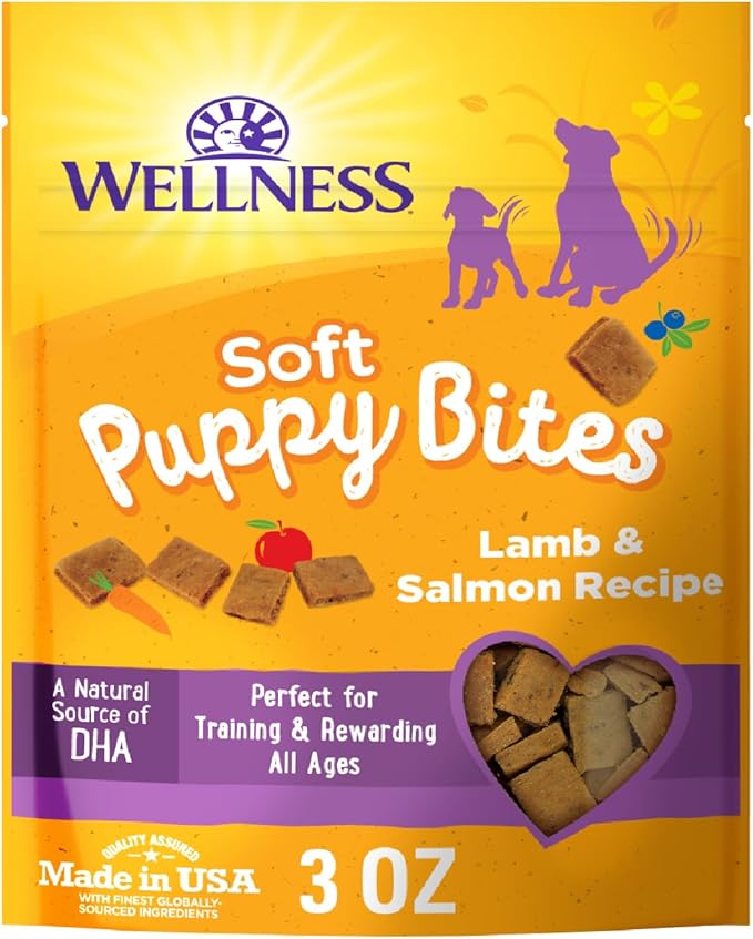 Wellness Puppy Treats, Natural, Training Treat, Grain Free, Soft Lamb & Salmon (3 Ounce Bag)