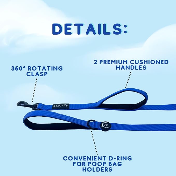 ShawnCo Dream Walk Dog Leash- Premium, Nylon Pet Leash with Soft Neoprene Handle for Small, Medium and Large Dogs (ICY Lilac, M/L 6FT w/ 2 Handles)