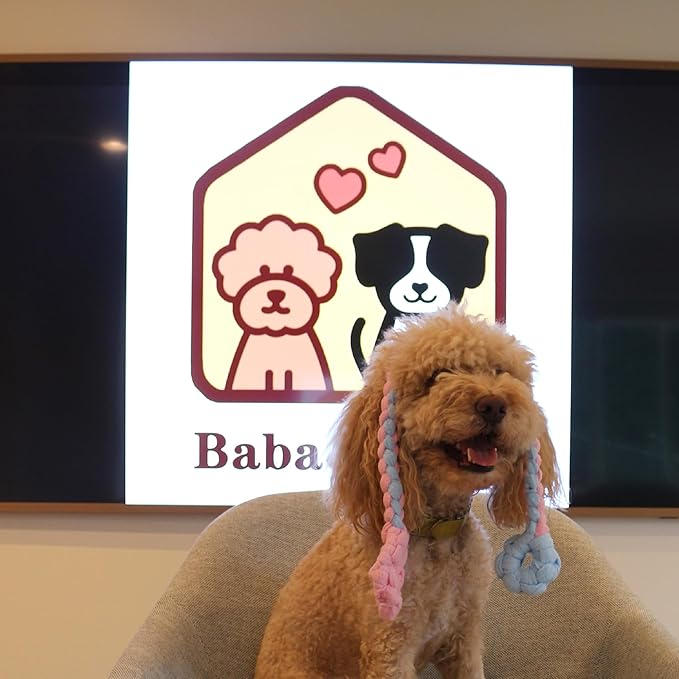 Baba&Nana Braided Fleece Dog Tug Toy, Assorted Colors Dog Rope Toy with Ball, Interactive Tug of War Dog Toy for Large & Medium & Agility Dogs (Pink/Faux Fur)