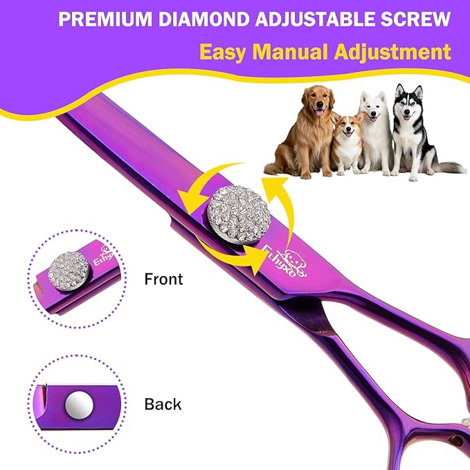 7 Inch Curved Scissors for Dog Grooming, 440C Stainless Steel Pet Hair Trimming Shears with Safe Round Tips, Professional Downward Curve for Dogs, Cats, and Other Pets