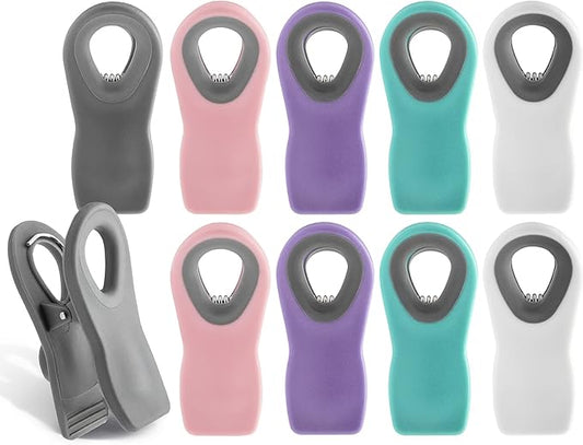 COOK WITH COLOR Bag Clips with Magnet- Food, Chip and Bag Clips for Food Storage with Airtight Seal Grip for Bread Bags, Snack Bags and Food Bags (Multicolor, Pack of 10)