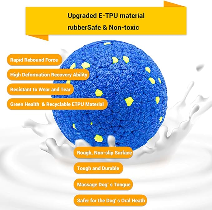 Dog Balls Toys for Aggressive Chewers, Indestructible Durable Bouncy Floating Balls for Dogs to Fetch, Durable Solid Rubber Ball for Training Dog(2 Pack)