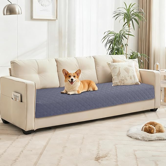 CYCMACO Waterproof Couch Covers for Pets, Waterproof Dog Bed Cover, Anti-Slip Soft Dog Blankets, Couch Cover for Dogs Washable, Pet Blanket for Puppy Large Dogs Cat (68x82 Inch, Grey Blue)