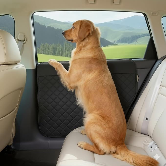 WODHMIEY Dog Car Door Protector, 20% Larger Coverage Vehicle Door Cover,Car Door Guard Mat, Pet Door Panel Protector for SUVs Pickup Trucks, Protects Doors from Dog Scratching (Black)