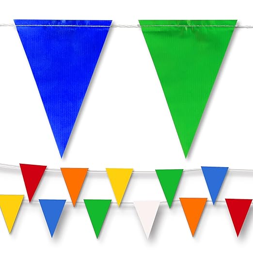 Multicolor Pennant Banner Flags OSHA 500lb RatedStrand Fade Resistant (408FT)