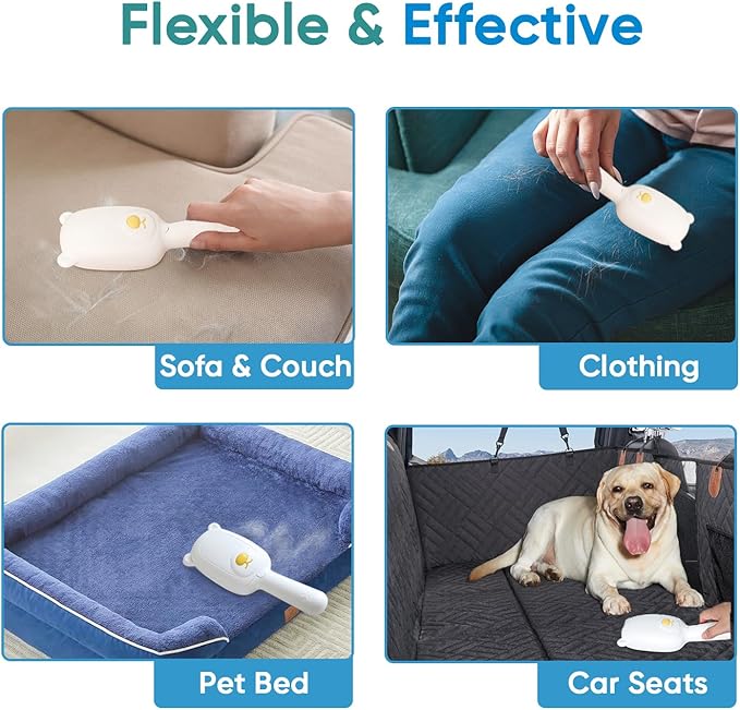 1TO3GO Pet Hair Remover Roller Compact Cat/Dog Hair Remover Deep Clean Convenient to Carry Reusable Lint Roller for Carpet, Furniture, Clothing and Bedding, Carpets and Car Seats (White)