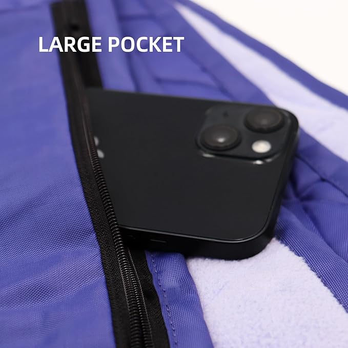 KawaGebo Kamp Outdoor Waterproof Blanket, Foldable Fleece Stadium Blanket for Outdoor Sports Event, Camping, Car, Pet, Picnics - Windproof, Wearable, Machine Washable 80" x 58" (Purple,Hooded)