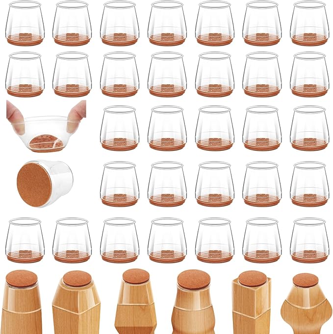 36Pcs Silicone Chair Leg Floor Protectors,Floor Protectors for Chairs,Rubber Chair Leg Protectors for Hardwood Floors,Chair Leg Caps Chair Leg Covers for Wooden Floors(Clear, Large)