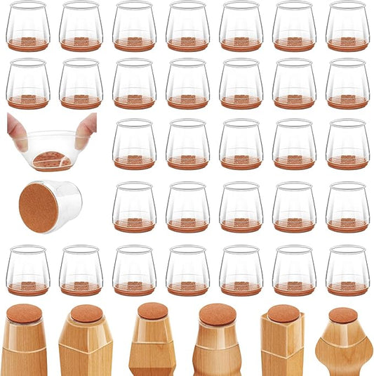 36Pcs Silicone Chair Leg Floor Protectors,Floor Protectors for Chairs,Rubber Chair Leg Protectors for Hardwood Floors,Chair Leg Caps Chair Leg Covers for Wooden Floors(Clear, Large)