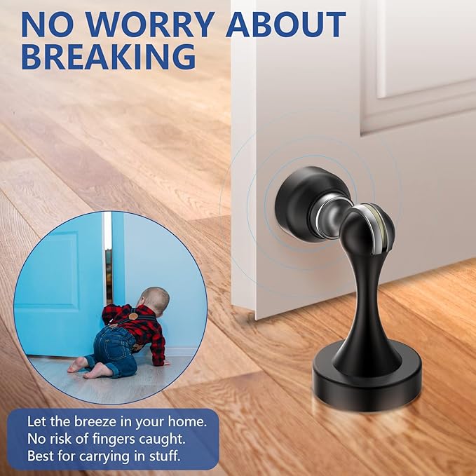 Magnetic Door Stop Stainless Steel，Door Stopper, Heavy Duty for Various Door Types, Keep Your Door Open, Wall Mount Door Holder/Catch