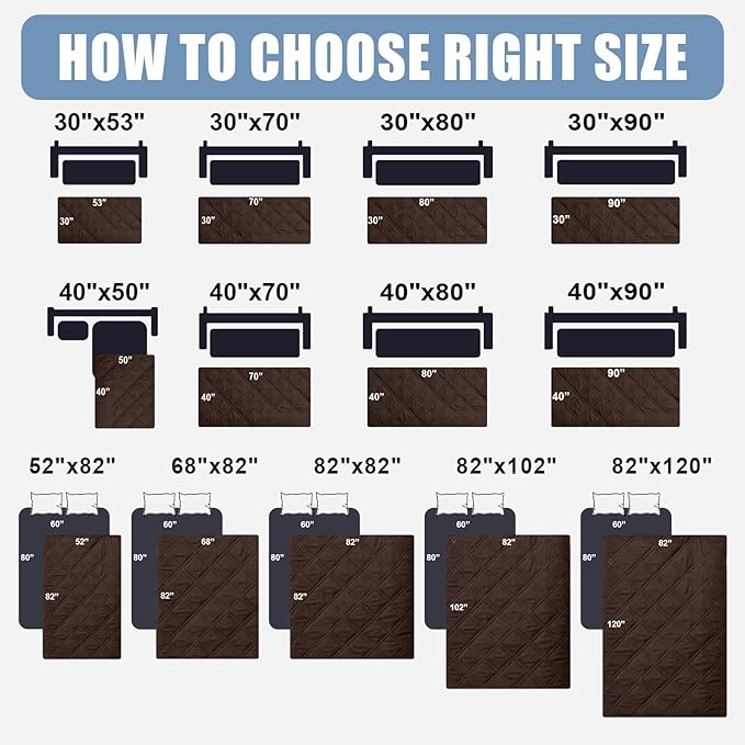 Smiry Waterproof Dog Bed Cover Pet Blanket, Soft Washable Dog Blanket for Furniture Bed Couch Sofa Reversible, Checkered (82"x102", Chocolate/Dark Grey)