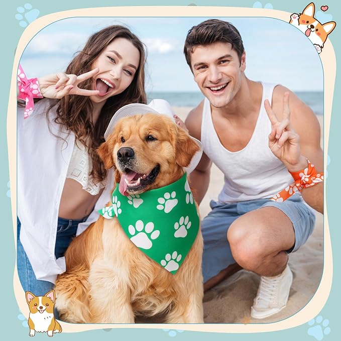 Sanwuta 60 Pcs Colorful Paw Print Dog Bandanas Bulk Rainbow Footprint Bandanas for Dogs Triangle Kerchief Bib Scarf for Pet Party Costume Photo Props Daily Accessories Pet Shops Grooming, 6 Colors