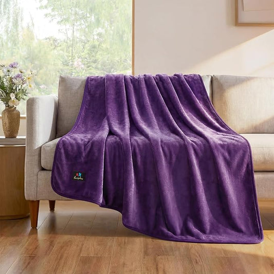 Luciphia Waterproof Blanket for Dog Washable Reversible Sherpa Fleece Throw Blanket for Bed Couch Soft Liquid Pee Proof Furniture Cover Protector for Small Medium Large Pet Cat Purple 57" x 40"