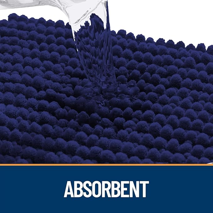 OLANLY Dog Door Mat for Muddy Paws 44x24, Ultra Absorbent Chenille Mud Doormat, Non-Slip Washable and Dirt Trapping Doormat for Indoor Entryway, Quick-Dry Indoor Pet Bed Mats for Dogs, Navy Blue