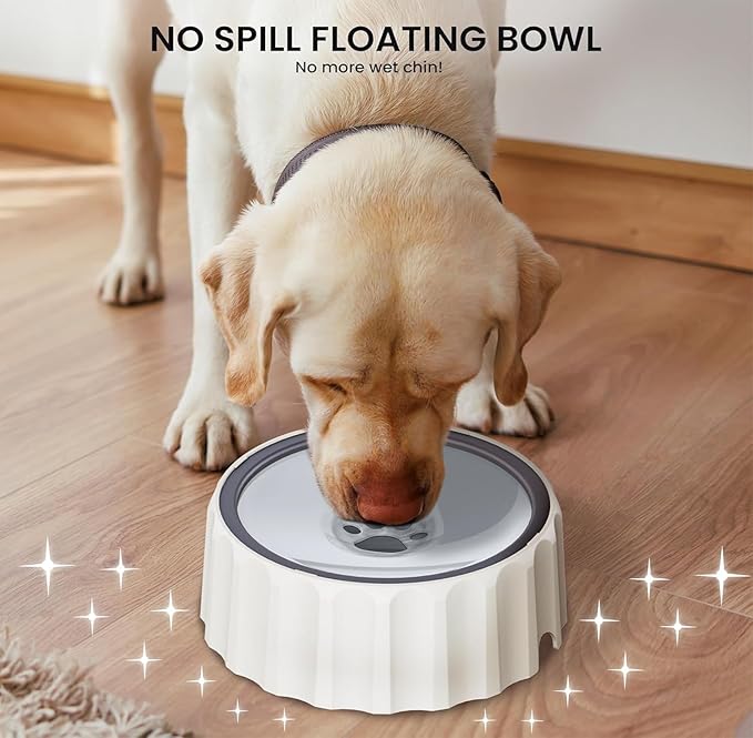 FORWH Dog Small Animals Water Bowl No Spill 70oz/2L Large Capacity Dispenser Non Slip No Splash Small Animals Bowl Pet Slow Feeder No Drip Dog Water Bowl on Vehicle for Dogs and Cats - Grey