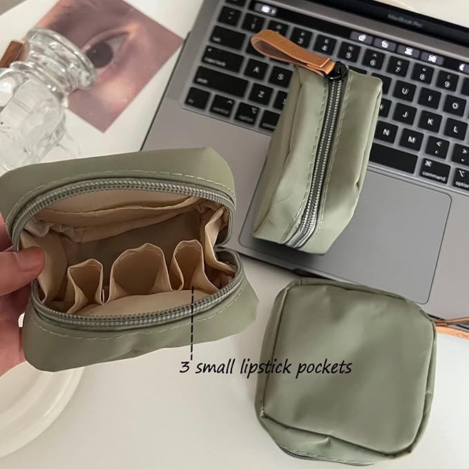 Hekyip Mini Cosmetic Bag, Travel Makeup Pouch, Portable Waterproof Cosmetic Pouch for Ladies Women, Mini (Mini Inner Red)