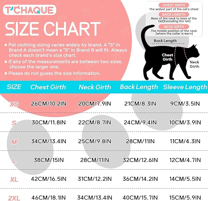 T'CHAQUE Sticky Hair Cat Onesie - Soft Long Sleeve Cat Pajamas, Anti-Shedding,Surgery Recovery Suit, Wound Protection & Preventing Licking, Kitten Sweaters for Male Female, Blue-M