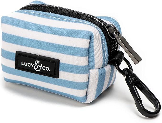 Lucy & Co. Set Sail Poop Bag Holder - Cute Designer Pet Waste Bag Dispenser, One Size, Blue & White Stripes