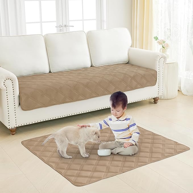 Smiry Waterproof Dog Bed Cover Blanket 40x50, Soft Reversible Pet Blanket, Washable Leakproof Cats Dogs Couch Cover for Sofa, Couch, Furniture, Lattice, Camel/Camel