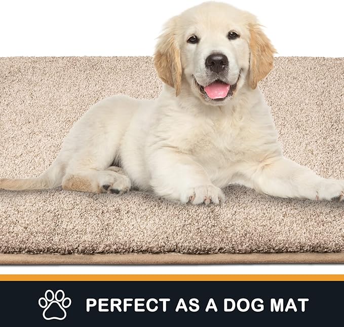 PURRUGS Dirt Trapping Door Mat 24" x 59", Non-Slip Machine Washable Entryway Rug, Dog Doormat, Indoor Front Door Mat, Super Absorbent Entry Rug for Muddy Shoes & Paws, Taupe