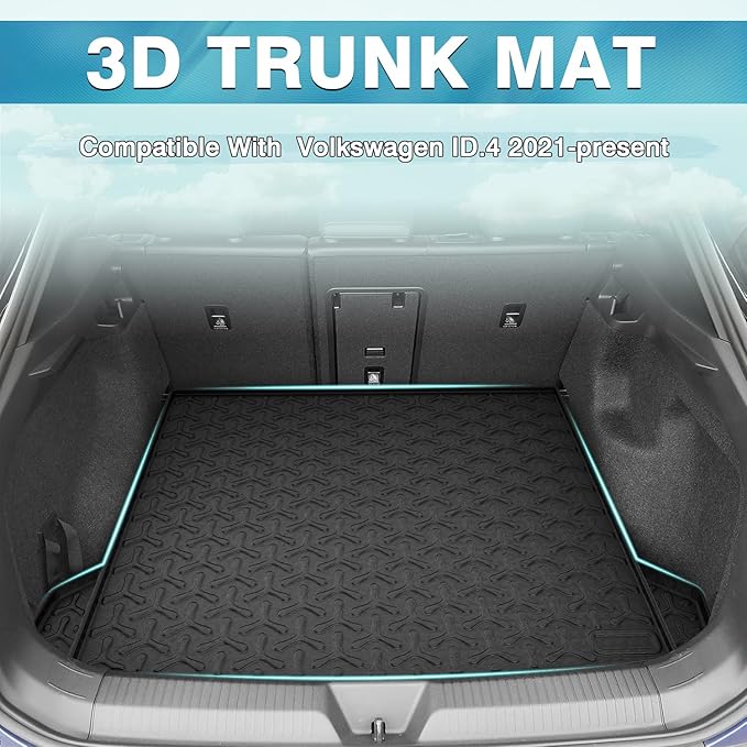 Mixsuper Cargo Liner for Volkswagen ID.4 2021-2025 2026, Cargo Mat for VW ID4 Accessories, All Weather Trunk Liner Rear Trunk Mat Black