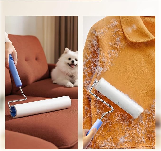 Large Lint Roller for Pet Hair Extra Sticky,9.45''/6.3"Pet Hair Removal Tool Roller for Dog Cat Hair,450 Sheets/5 Refills,Detachable Telescoping Extension Lint Remover Brush for Clothes,Couch,Carpets