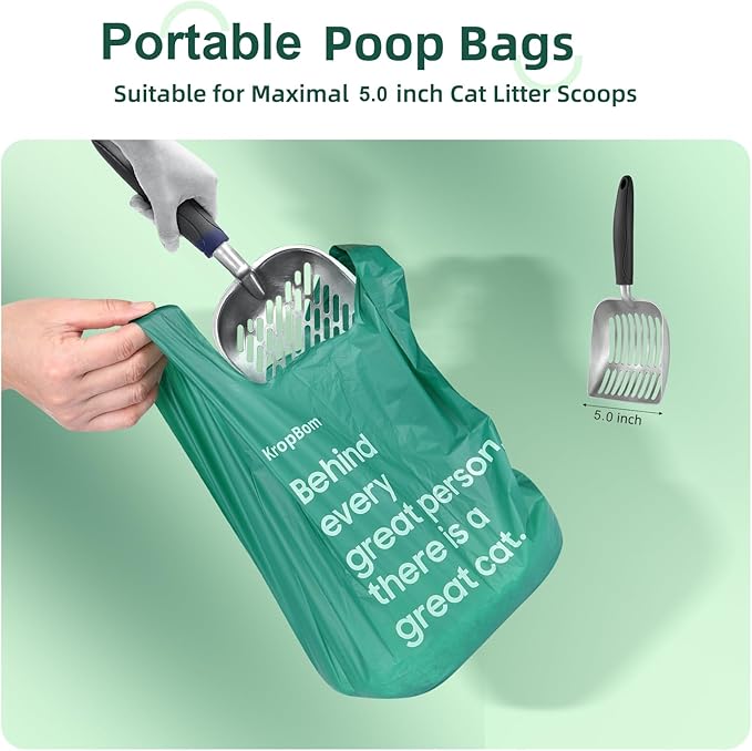 125 Count Cat Poop Bags with Handles, Disposable Litter Bags for Pet Poop, Extra-Thick Kitty Cat Waste Bags Easy Tie Leak-Proof Strengthen Unscented (Made of 70% Recycled Plastic)