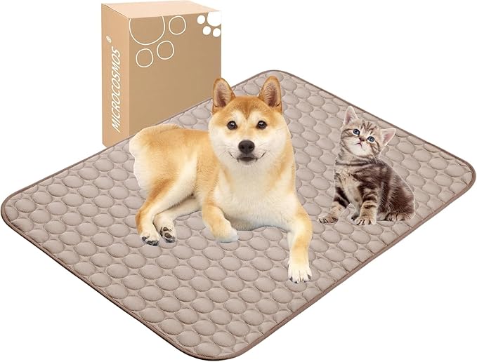 MICROCOSMOS Summer Cooling Mat & Sleeping Pad- Water Absorption Top, Easy Carry, EZ Clean, Materials Safe. Keep Cooling for Pets, Kids and Adults.(Brown, 40" x 28")
