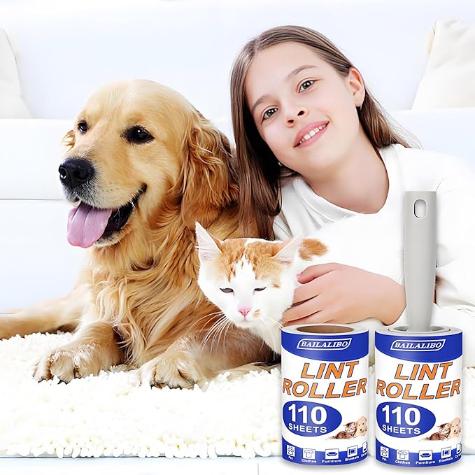 Lint Rollers for Pet Hair Extra Sticky, 880 Sheets Mega Value Set for Clothes, Mini Travel with 4 Handles 8 Refills, Lint Remover for Dog, Cat, Furniture, Carpet
