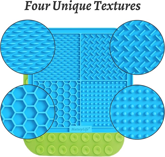 MateeyLife 2PCS Large Lick Mat for Dogs and Cats, Licking Mats for Dog Anxiety Relief, Cat Peanut Butter Lick Pad for Boredom Reducer, Dog Treat Mat Perfect for Bathing Grooming Blue&Green