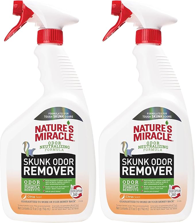 Nature's Miracle Skunk Odor Remover Citrus Scent 32 Oz, Odor Neutralizing Formula (Pack of 2)