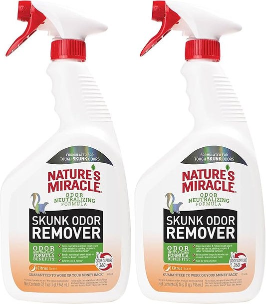 Nature's Miracle Skunk Odor Remover Citrus Scent 32 Oz, Odor Neutralizing Formula (Pack of 2)