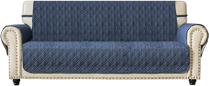 Ameritex Couch Sofa Slipcover 100% Waterproof Nonslip Quilted Furniture Protector Slipcover for Dogs, Children, Pets Sofa Slipcover Machine Washable (Blue, 78")