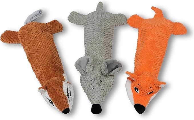 KrauzPet Dog Toys, Squeaky Plush No Stuffing Crinkle Dog Toy for Small Medium Large Dogs, [3 Pack] Interactive Puppy Teething Water Bottle Dog Chew Toy