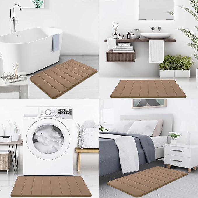 Buganda Memory Foam Bath Mat, 30" x 20", Ultra Soft and Non-Slip Bathroom Rugs, Water Absorbent and Machine Washable Bath Rug for Bathroom, Shower, and Tub, Mocha