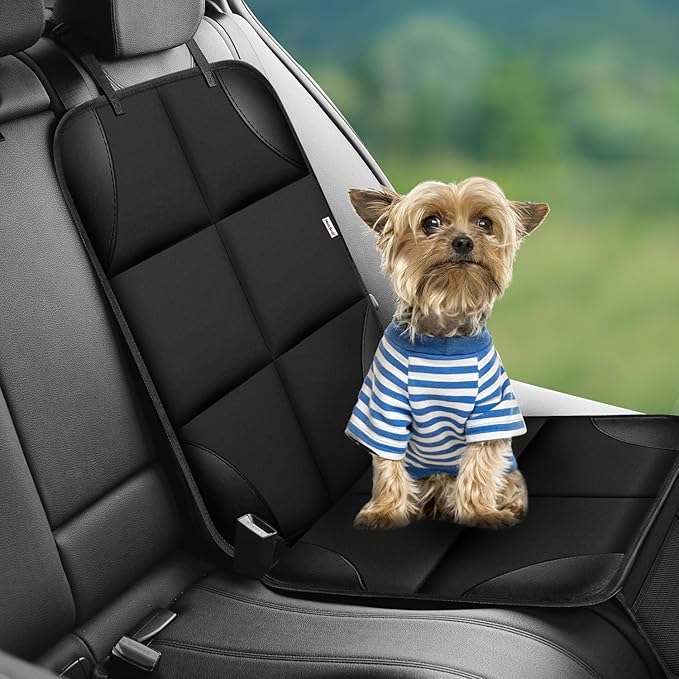 Meolsaek Car Seat Protector for Child Car Seat, Durable 600D Fabric Waterproof Car Seat Cover with Thick Pad Non-Slip Backing (No Imprints) (1 pc -Black)
