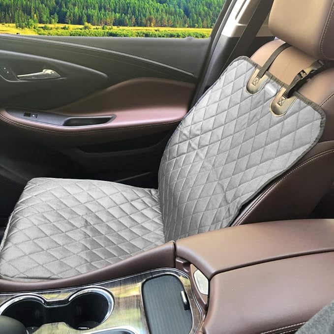 Dog Car Seat Covers 100% Waterproof Car Seat Protector for Pets Front Seat Scratch Proof Non-Slip Durable for Cars,Trucks & SUVs (Grey)